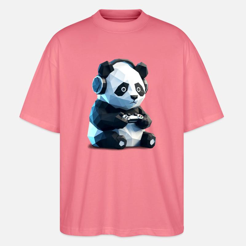 Gaming Panda mit Headset & Controller - Stanley/Stella Oversized Unisex Bio T-Shirt Blaster 2.0 - Pink 