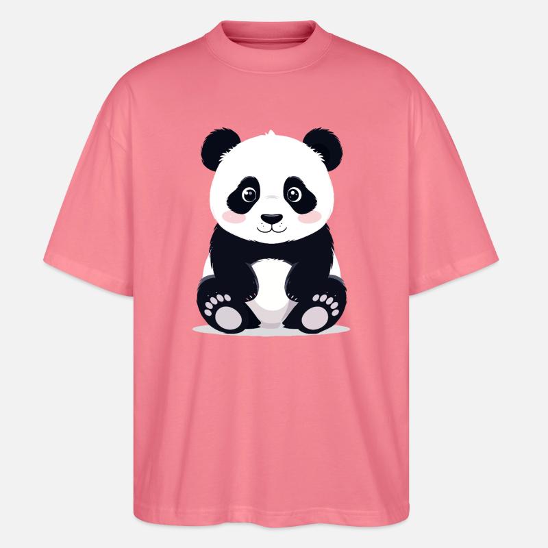 Sitzender Kuschelpanda kleiner süßer Pandabär - Stanley/Stella Oversized Unisex Bio T-Shirt Blaster 2.0 - Pink 