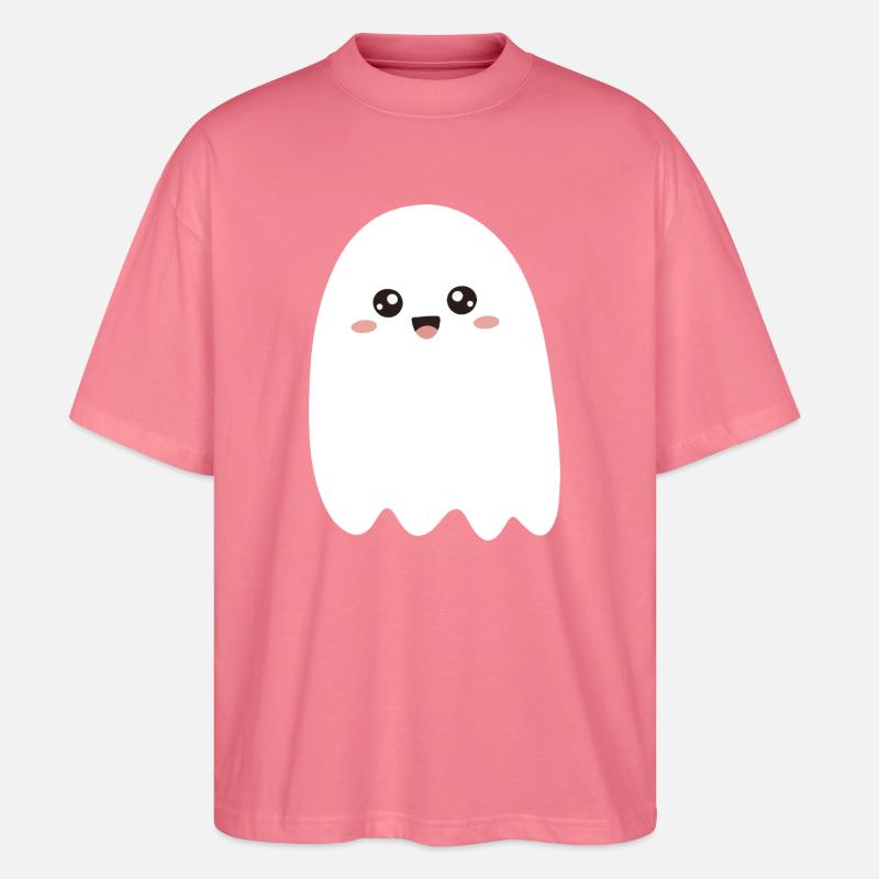 Kawaii Ghost Smile Tee - Stanley/Stella Oversized Unisex Bio T-Shirt Blaster 2.0 - Pink 