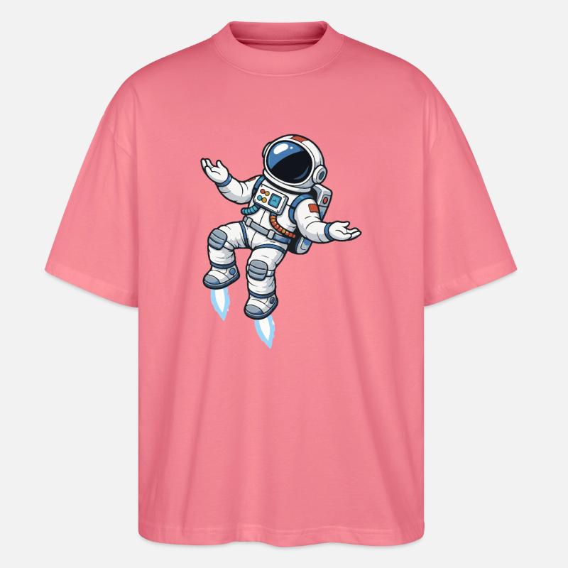Schwebender Comic Astronaut mit Raketenantrieb - Stanley/Stella Oversized Unisex Bio T-Shirt Blaster 2.0 - Pink 