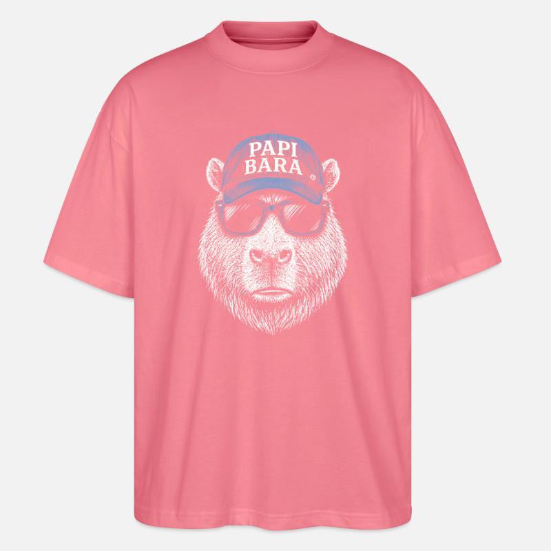 Papi Bara Bear with Sunglasses - Stanley/Stella Oversized Unisex Organic T-shirt Blaster 2.0 - pink joy 