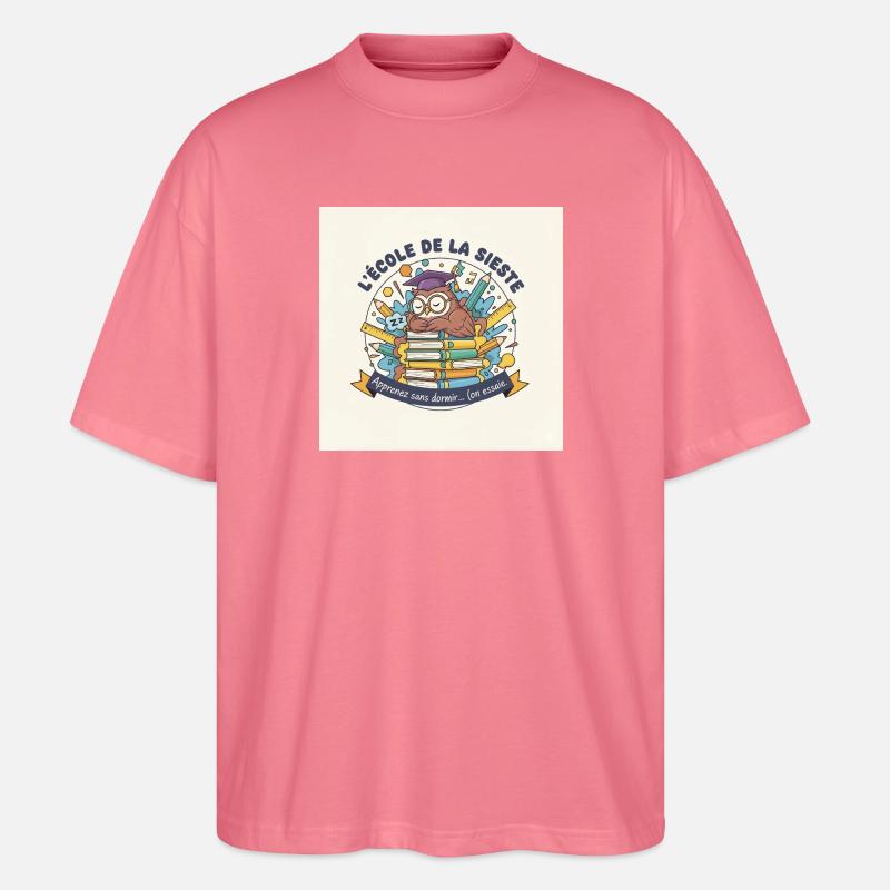 Schule der Eule Nickerchen Schüler - Stanley/Stella Oversized Unisex Bio T-Shirt Blaster 2.0 - Pink 