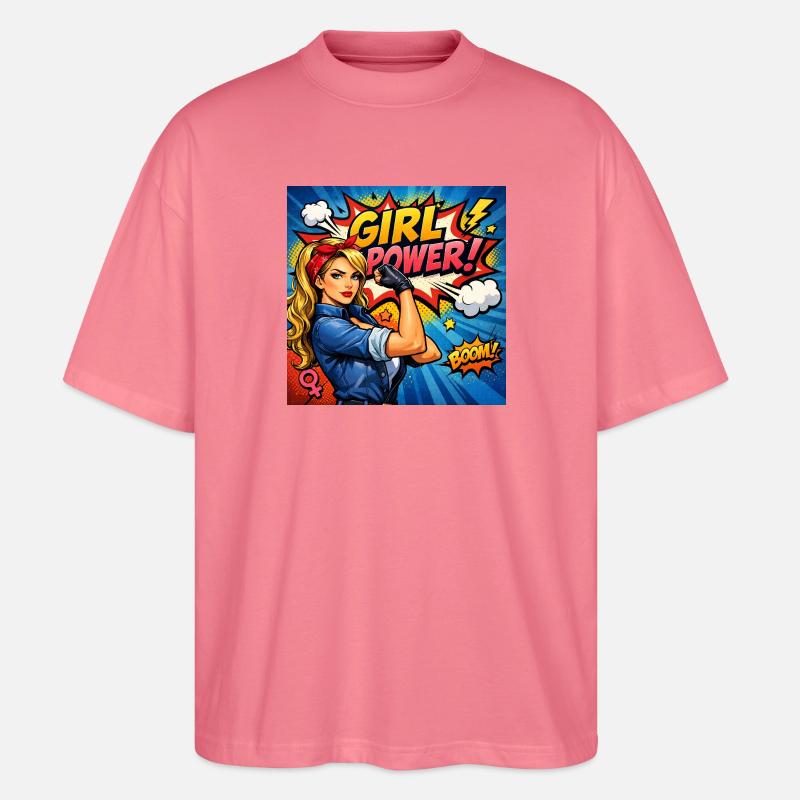 Mädchenkraft Comicheldin - Stanley/Stella Oversized Unisex Bio T-Shirt Blaster 2.0 - Pink 
