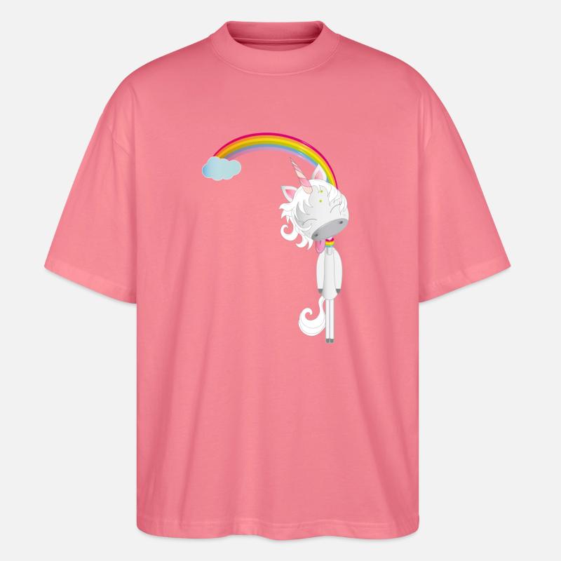 Einhorn hängt am Regenbogen - Stanley/Stella Oversized Unisex Bio T-Shirt Blaster 2.0 - Pink 