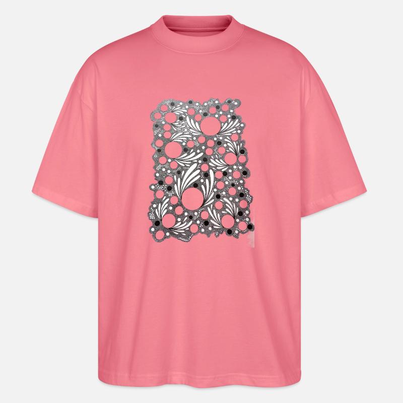 Leaf Blowing Lace Pattern - Stanley/Stella Oversized Unisex Organic T-shirt Blaster 2.0 - pink joy