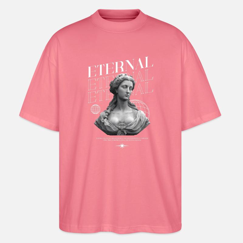 Bonté éternelle : Statue, collage globe - T-shirt bio Blaster 2.0 coupe oversize Stanley/Stella Unisexe - rose 