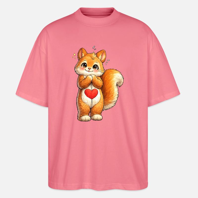 Schüchternes Eichhörnchen mit rotem Herz - Stanley/Stella Oversized Unisex Bio T-Shirt Blaster 2.0 - Pink 