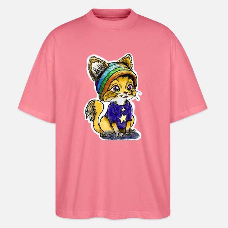 Regenbogen-Kätzchen - Stanley/Stella Oversized Unisex Bio T-Shirt Blaster 2.0 - Pink 