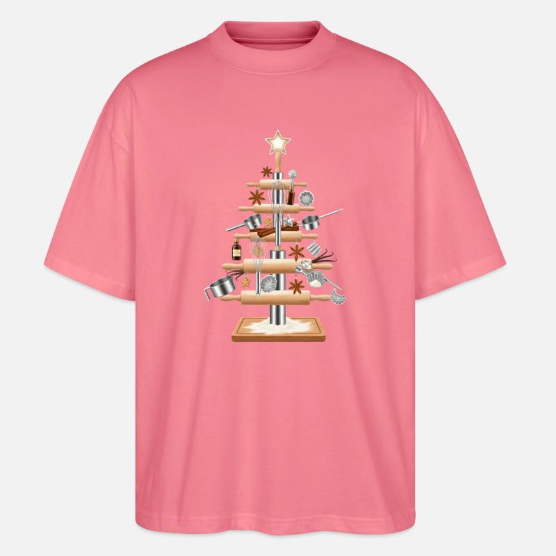 Kitchen tree made of baking tools - Stanley/Stella Oversized Unisex Organic T-shirt Blaster 2.0 - pink joy 