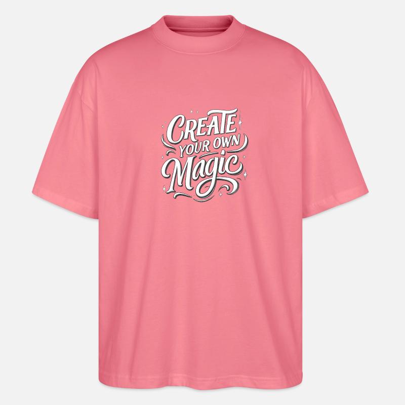 Create Your Own Magic Text - Stanley/Stella Oversized Unisex Organic T-shirt Blaster 2.0 - pink joy