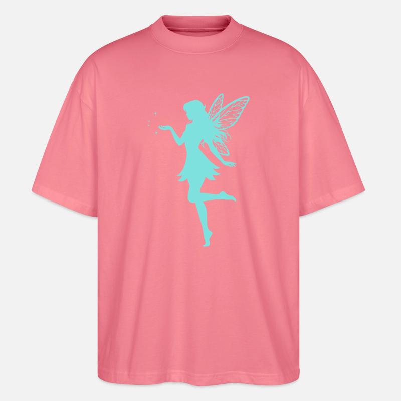 Silhouette de fée avec des étoiles - T-shirt bio Blaster 2.0 coupe oversize Stanley/Stella Unisexe - rose 