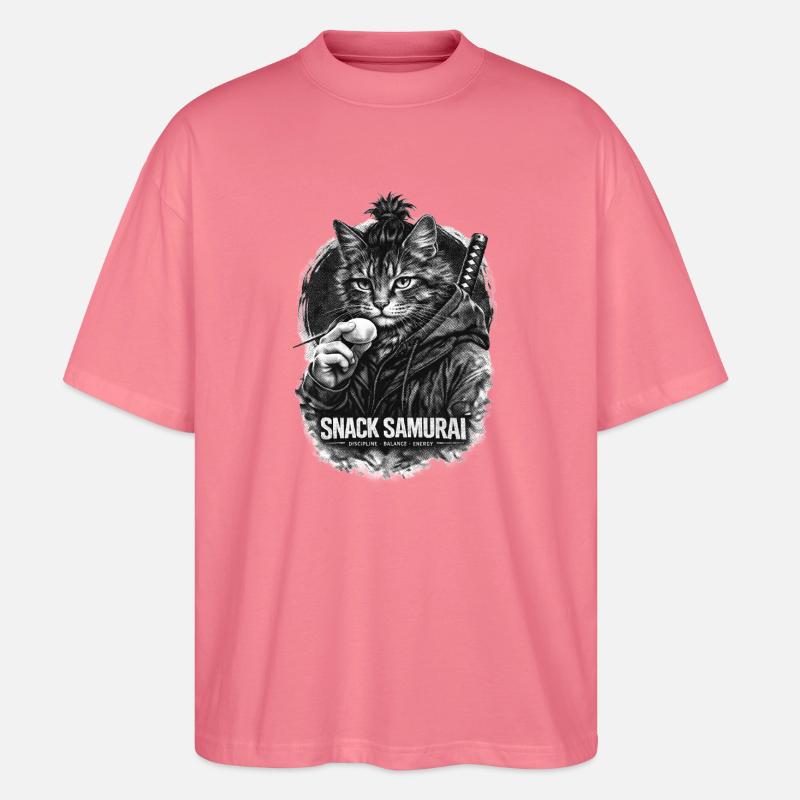 Snack Samurai Katze II - Stanley/Stella Oversized Unisex Bio T-Shirt Blaster 2.0 - Pink 