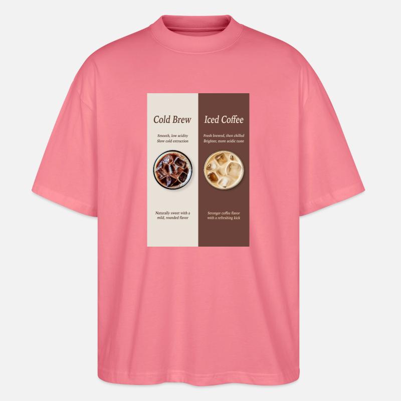 Affiche Cold Brew vs Café Glacé - T-shirt bio Blaster 2.0 coupe oversize Stanley/Stella Unisexe - rose 