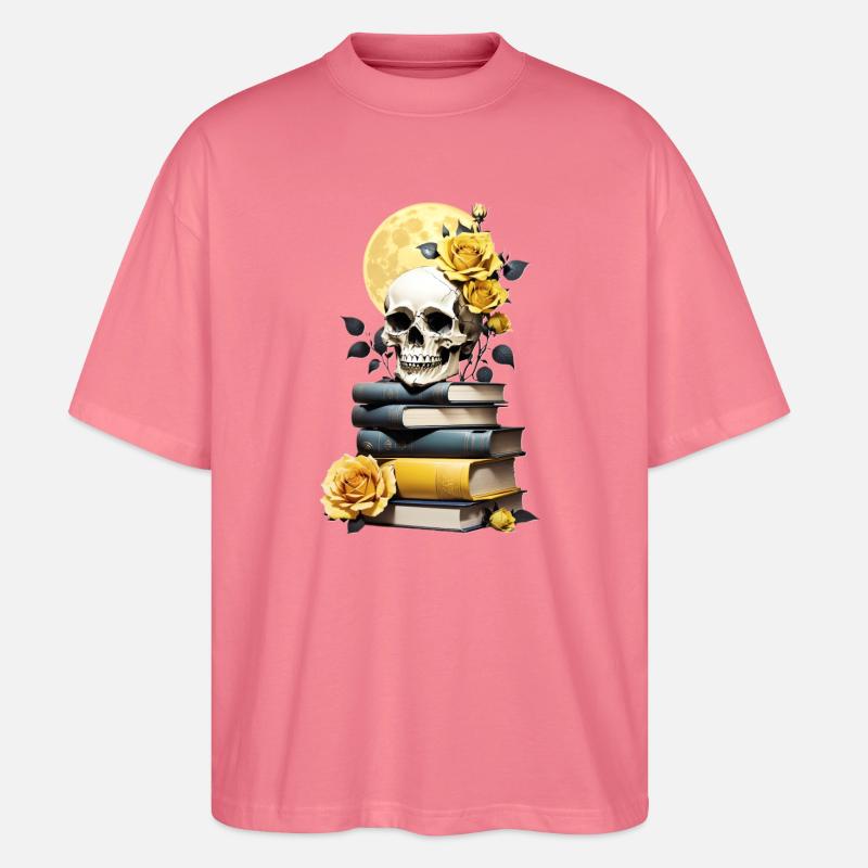 Bücherstapel mit Schädel - Stanley/Stella Oversized Unisex Bio T-Shirt Blaster 2.0 - Pink 