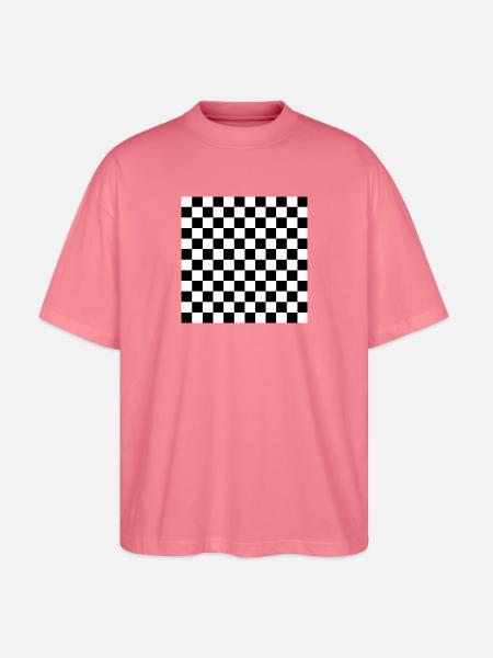 Black and White Chess Square - Stanley/Stella Oversized Unisex Organic T-shirt Blaster 2.0 - pink joy 