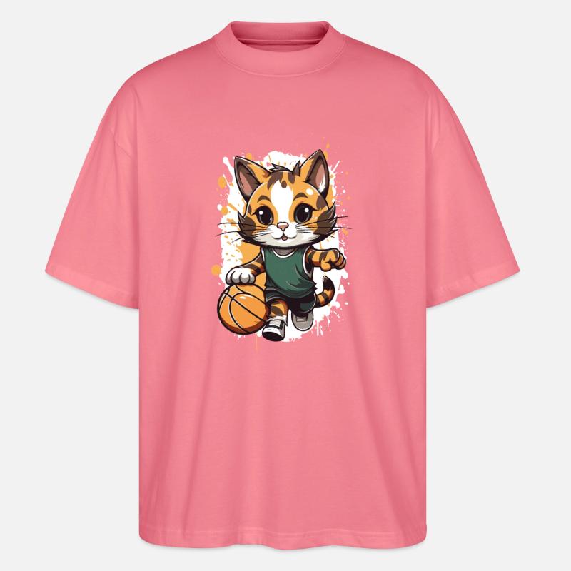 Chaton dans un match de basket - T-shirt bio Blaster 2.0 coupe oversize Stanley/Stella Unisexe - rose