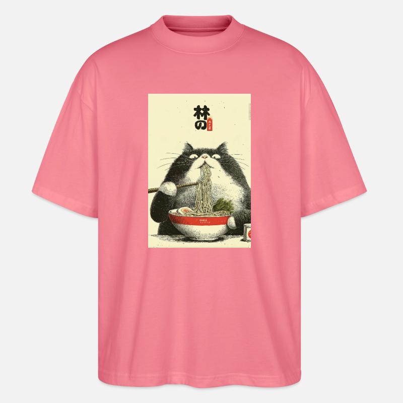 Ramen-Katzen-Ukiyoe-Stil - Stanley/Stella Oversized Unisex Bio T-Shirt Blaster 2.0 - Pink 