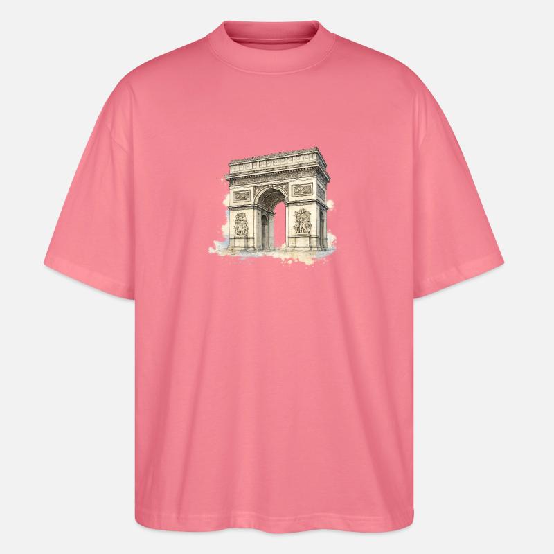 Arc de Triomphe in Aquarell - Stanley/Stella Oversized Unisex Bio T-Shirt Blaster 2.0 - Pink 