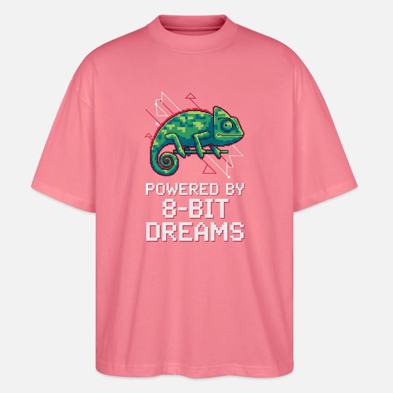 Powered 8-Bit Dreams – Pixel Chameleon - Stanley/Stella Oversized Unisex Organic T-shirt Blaster 2.0 - pink joy 