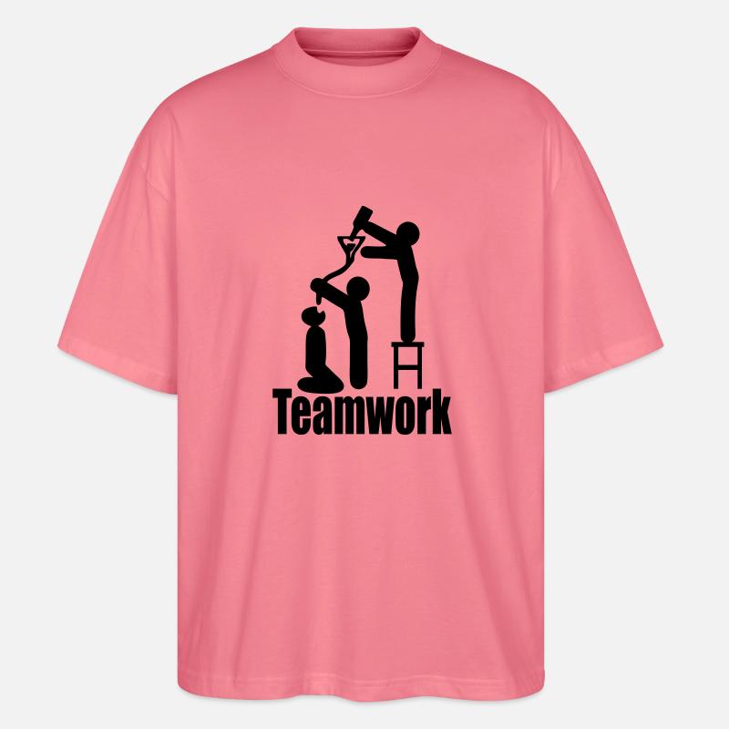 teamwork beer - Stanley/Stella Oversized Unisex Organic T-shirt Blaster 2.0 - pink joy 