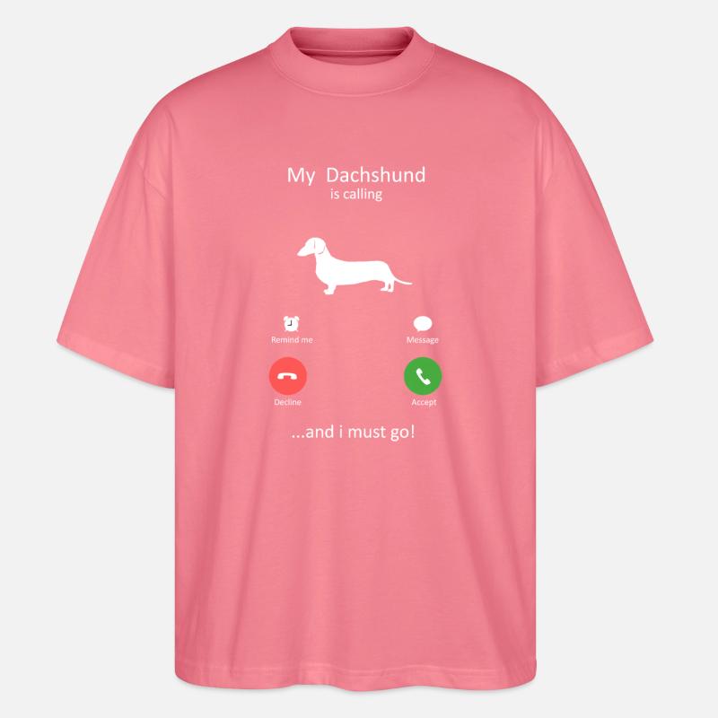 Dackel ruft Smartphone-Schnittstelle Kunst - Stanley/Stella Oversized Unisex Bio T-Shirt Blaster 2.0 - Pink