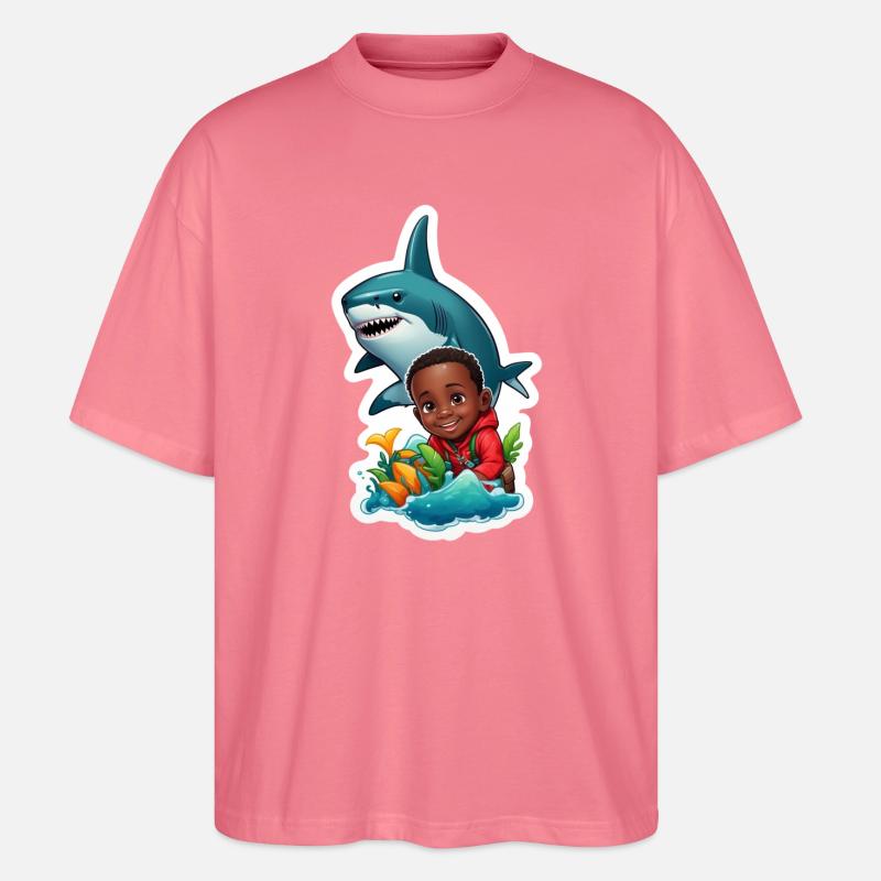 Abenteuer mit Hai und Kind - Stanley/Stella Oversized Unisex Bio T-Shirt Blaster 2.0 - Pink 