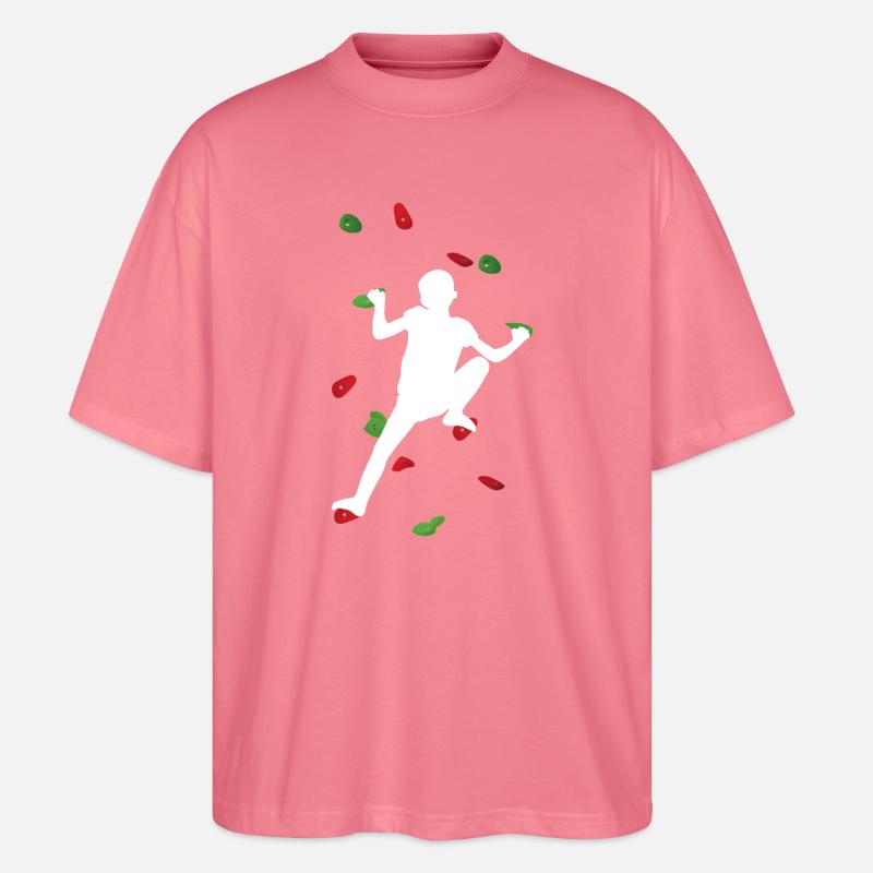 Kids White Climbing Wall – small Boulder - Stanley/Stella Oversized Unisex Organic T-shirt Blaster 2.0 - pink joy