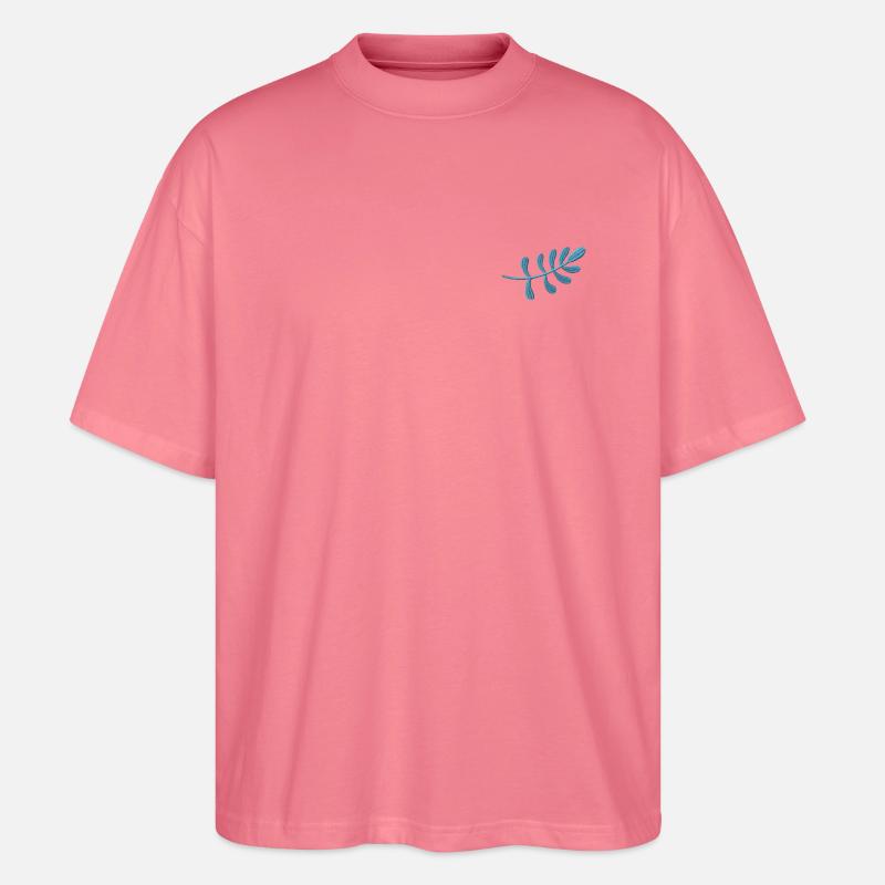 Hellblaues Blatt bestickt - Stanley/Stella Oversized Unisex Bio T-Shirt Blaster 2.0 - Pink 