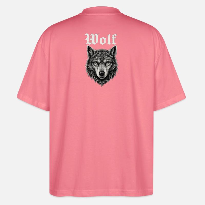 Gothic Wolf Kopf Illustration Geschenkidee - Stanley/Stella Oversized Unisex Bio T-Shirt Blaster 2.0 - Pink 
