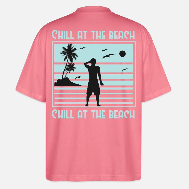 Conception de silhouette de plage décontractée - T-shirt bio Blaster 2.0 coupe oversize Stanley/Stella Unisexe - rose 