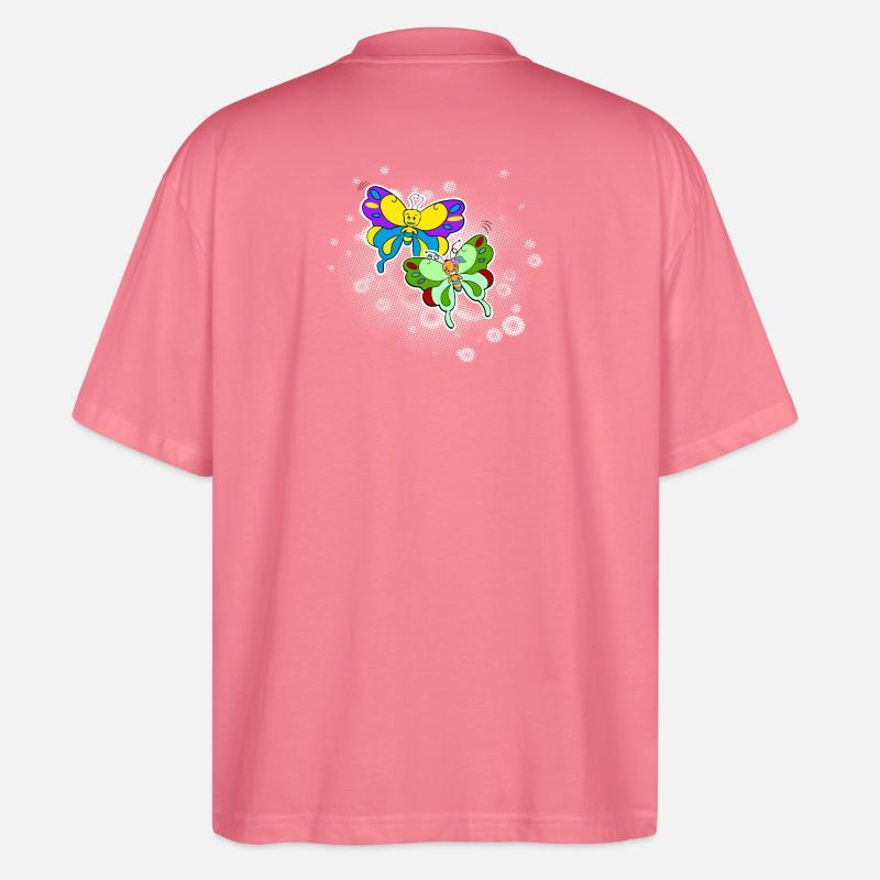 Zwei Schmetterlinge mit Pixelwolke - Stanley/Stella Oversized Unisex Bio T-Shirt Blaster 2.0 - Pink 