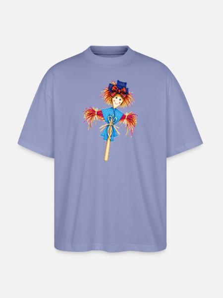 Blau-Karo-Vogelscheuche-Zauber - Stanley/Stella Oversized Unisex Bio T-Shirt Blaster 2.0 - Violett