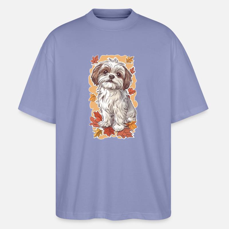 Shih Tzu Herbstblätter - Stanley/Stella Oversized Unisex Bio T-Shirt Blaster 2.0 - Violett