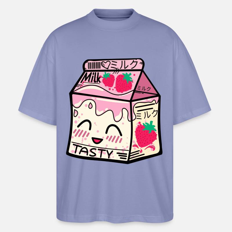 Erdbeer Milch Packung kawaii - Stanley/Stella Oversized Unisex Bio T-Shirt Blaster 2.0 - Violett