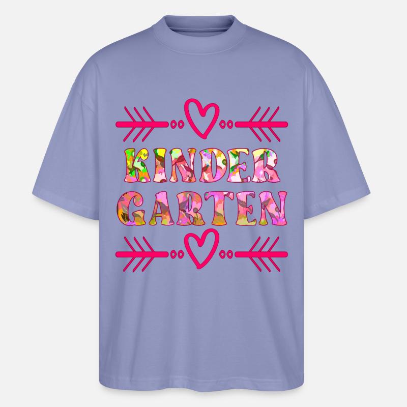 KINDERGARTEN FLORALES MUSTER - Stanley/Stella Oversized Unisex Bio T-Shirt Blaster 2.0 - Violett