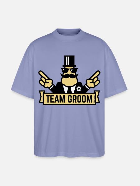 Team Groom (Pointing Stag Night Bachelor Party 3C) - Stanley/Stella Oversized Unisex Organic T-shirt Blaster 2.0 - violet