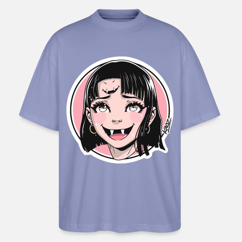 Vampirmädchen Pop Art Sticker - Stanley/Stella Oversized Unisex Bio T-Shirt Blaster 2.0 - Violett