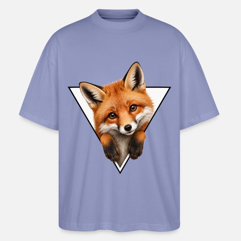 Fox in Triangle Illustration - Stanley/Stella Oversized Unisex Organic T-shirt Blaster 2.0 - violet