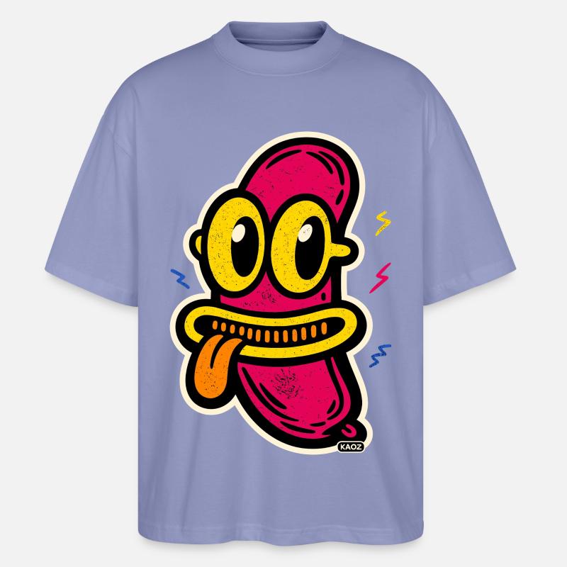 Buntes Comic Gesicht mit großer Zunge - Stanley/Stella Oversized Unisex Bio T-Shirt Blaster 2.0 - Violett