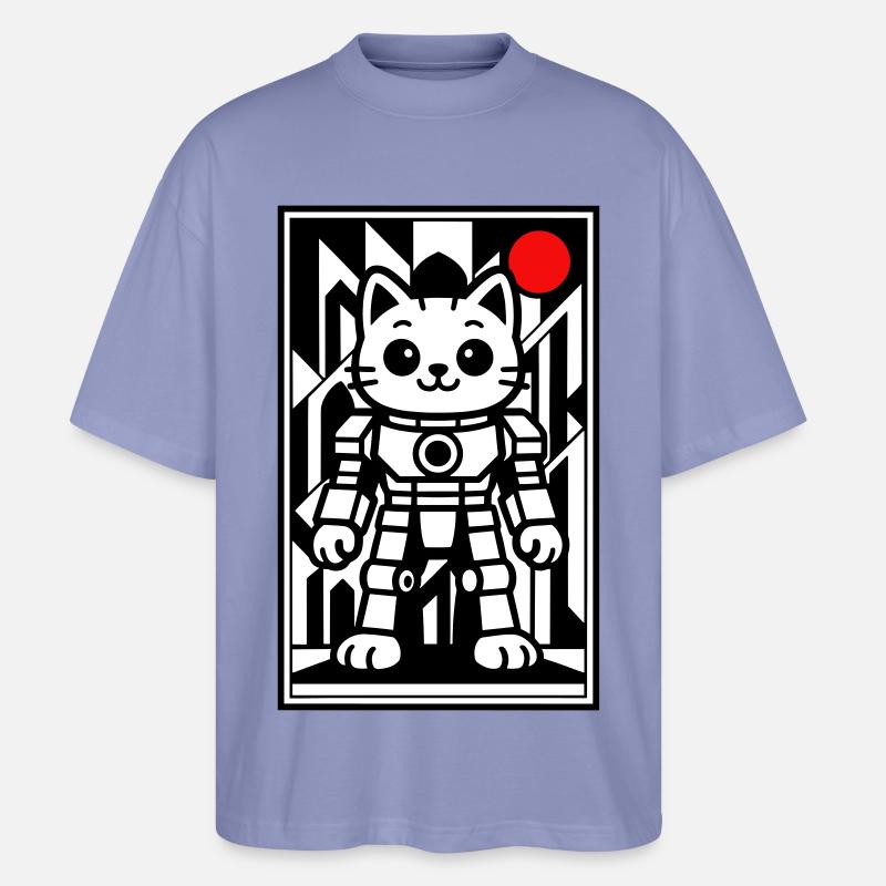 Katzenroboter in Space mit rotem Planeten - Stanley/Stella Oversized Unisex Bio T-Shirt Blaster 2.0 - Violett