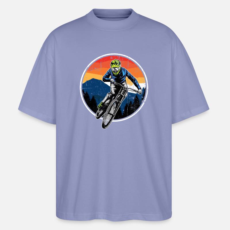 Sunset Trail Mountainbiker - Stanley/Stella Oversized Unisex Bio T-Shirt Blaster 2.0 - Violett