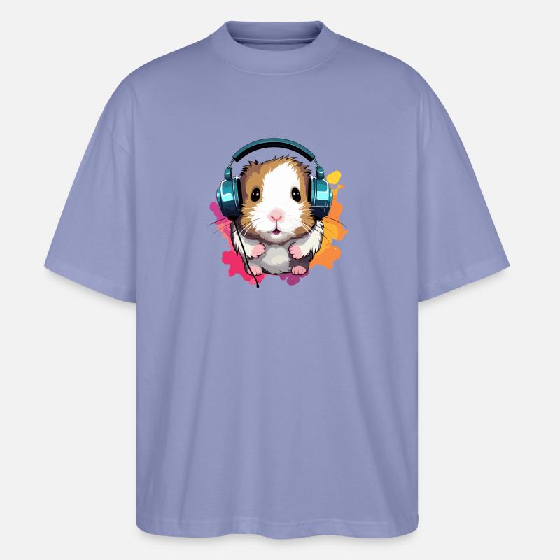 Hamster mit Kopfhörer Zwerghamster Goldhamster - Stanley/Stella Oversized Unisex Bio T-Shirt Blaster 2.0 - Violett