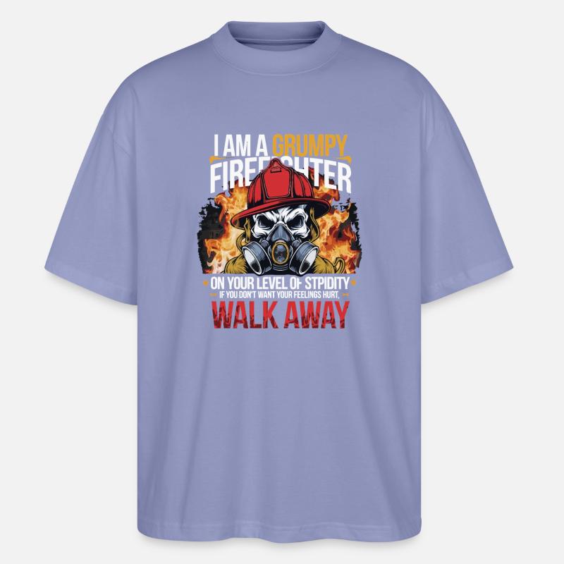 Grumpy Firefighter Skull Design - T-shirt bio Blaster 2.0 coupe oversize Stanley/Stella Unisexe - violet