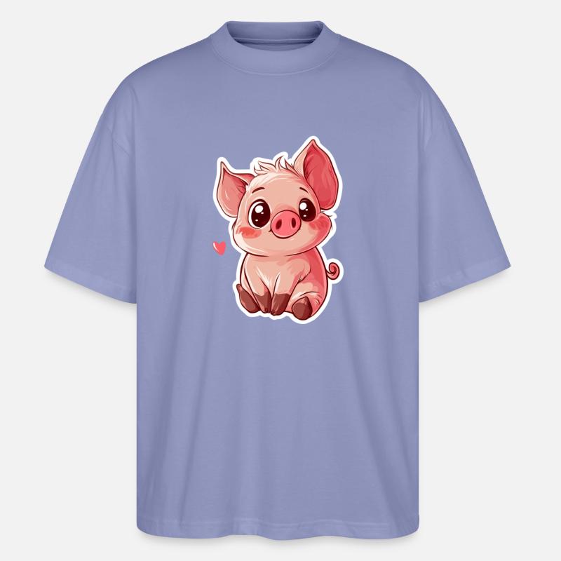 Schwein Ferkel - Stanley/Stella Oversized Unisex Bio T-Shirt Blaster 2.0 - Violett