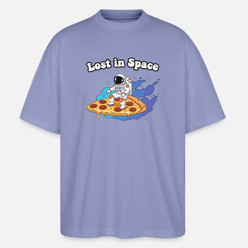 Astronaute sur une pizza dans l’espace - T-shirt bio Blaster 2.0 coupe oversize Stanley/Stella Unisexe - violet