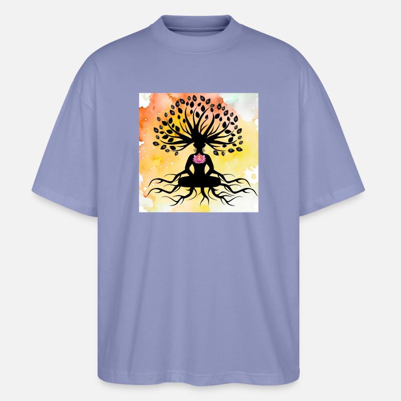 Lotus Buddha Baum des Lebens - Stanley/Stella Oversized Unisex Bio T-Shirt Blaster 2.0 - Violett