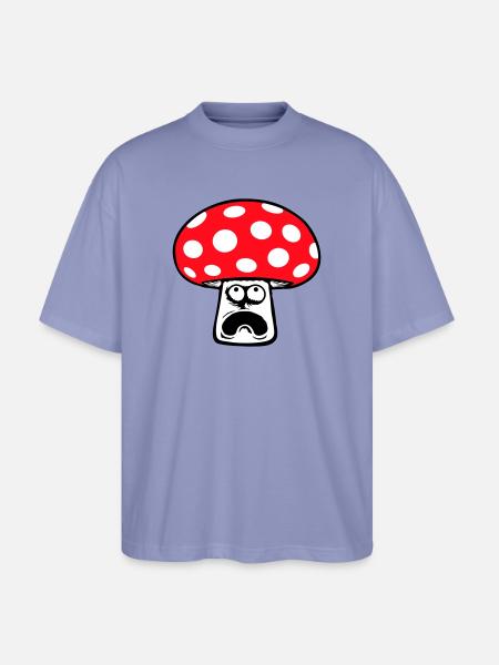 Mushroom frightened, panicking, looking up, - Stanley/Stella Oversized Unisex Organic T-shirt Blaster 2.0 - violet