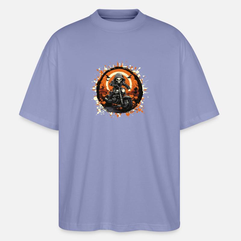 Skelett Biker im Halloween Ring - Stanley/Stella Oversized Unisex Bio T-Shirt Blaster 2.0 - Violett