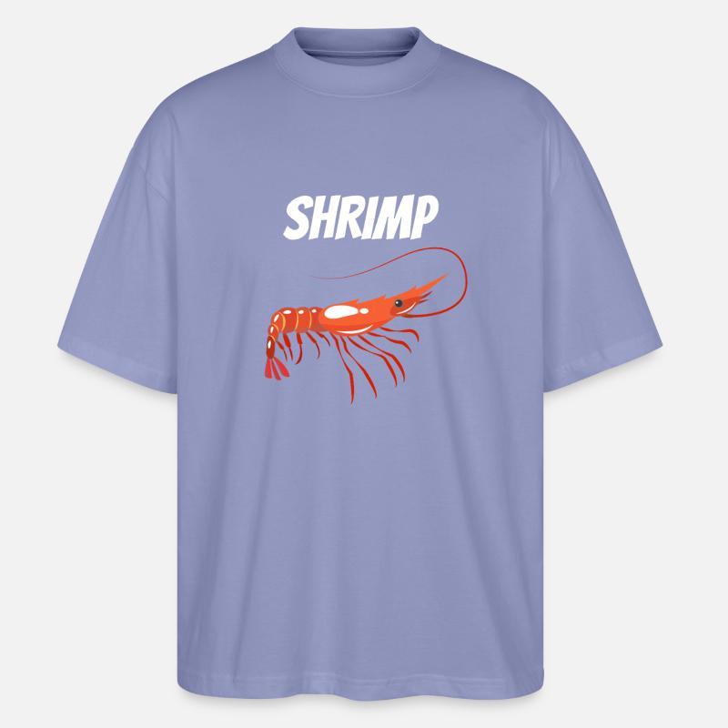 Fette Garnelenillustration mit SHRIMP Text Garnelen - Stanley/Stella Oversized Unisex Bio T-Shirt Blaster 2.0 - Violett