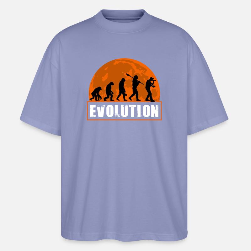 Funny Human Evolution Rapper - Stanley/Stella Oversized Unisex Organic T-shirt Blaster 2.0 - violet